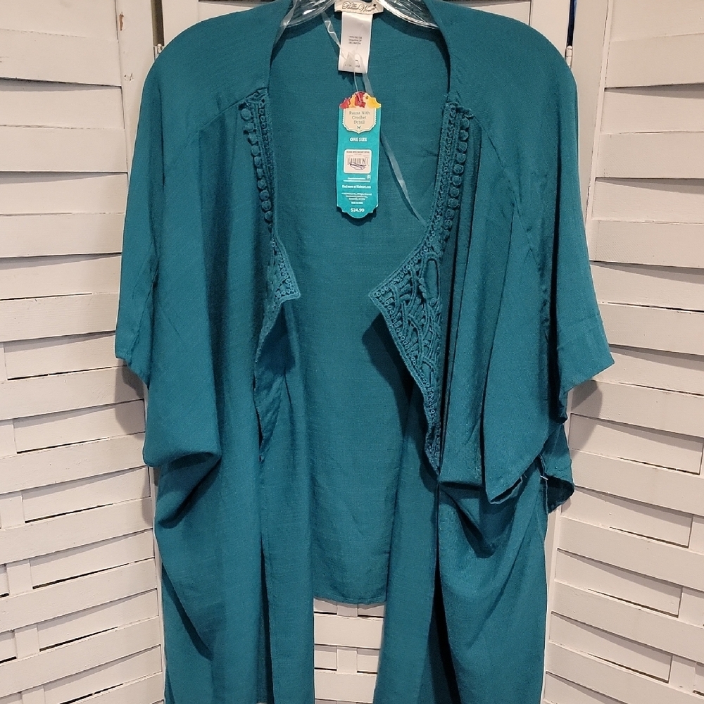 NWT The Pioneer Woman Teal Blue Lace Kimono Size One Size Fits Most